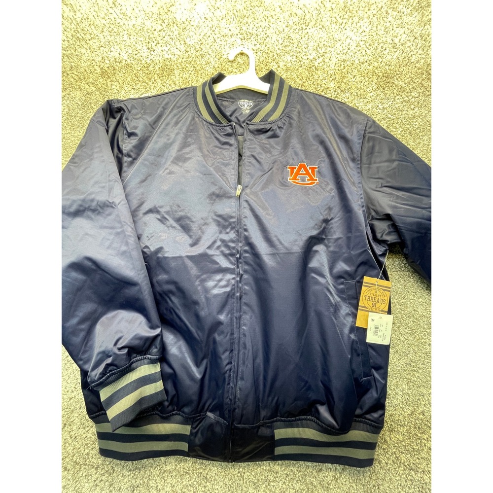 Rivalry Threads Bomber Jacket Mens M Navy NEW Auburn Tigers Full Zip Satin